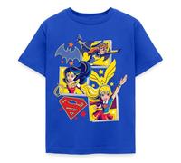 Spreadshirt DC Super Hero Girls Batgirl Wonder Woman Supergirl T-Shirt Enfant, 110/116 (5-6 Ans), Bleu Royal