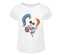 Spreadshirt DC Super Hero Girls Harley Quinn Typographie T Shirt Fille À Fronces, 10 Ans, Blanc