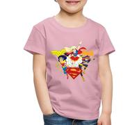Spreadshirt DC Super Hero Girls Wonder Woman Supergirl Batgirl T-Shirt Premium Enfant, 110/116 (4 Ans), Mauve