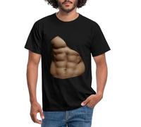 Spreadshirt Déguisement Musclé Torse Faux Drôle Humour T-Shirt Homme, L, Noir