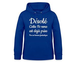 Spreadshirt Désolé Cette Femme Est Déjà Prise Idée Cadeau Sweat À Capuche Femme, XXL, Bleu Royal