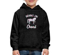 Spreadshirt Désolé J'Ai Cheval Fleuri Sweat À Capuche Premium Enfant, 134/146 (9-11 Ans), Charbon
