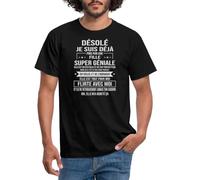 Spreadshirt Désolé Je suis Déjà Pris par Une Fille Super Géniale Humour T Shirt Homme, 3XL, Noir