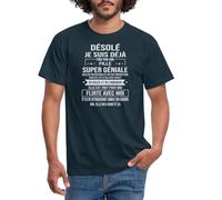 Spreadshirt Désolé Je suis Déjà Pris par Une Fille Super Géniale Humour T Shirt Homme, S, Marine