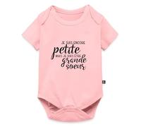 Spreadshirt Devenir Grande Sœur Annonce Grossesse Body Manches Courtes Bébé Bio, 74 (6-9 mois), rose