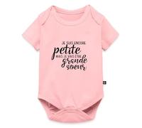 Spreadshirt Devenir Grande Sœur Annonce Grossesse Body Manches Courtes Bébé Bio, 92 (1,5-2 ans), rose