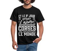 Spreadshirt Dieu Créa L'Apéro pour Les Corses T-Shirt Homme, 3XL, Noir