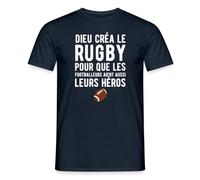Spreadshirt Dieu Créa Le Rugby T-Shirt Homme, 4XL, Marine