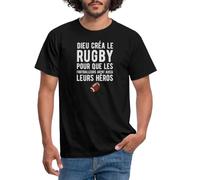 Spreadshirt Dieu Créa Le Rugby T-Shirt Homme, L, Noir