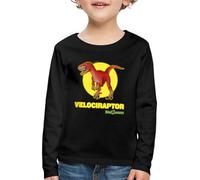 Spreadshirt Dinosaurs Vélociraptor T-Shirt Manches Longues Premium Enfant, 122/128 (6 Ans), Noir