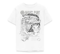 Spreadshirt Dragons Krokmou Fureur Nocturne T Shirt Ado, 134/146 (9-11 Ans), Blanc