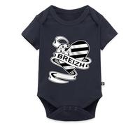 Spreadshirt Drapeau De La Bretagne Breizh Cœur Body Manches Courtes Bébé Bio, 86 (12-18 mois), bleu marine