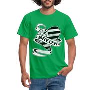 Spreadshirt Drapeau De La Bretagne Breizh Cœur T-Shirt Homme, XXL, Vert
