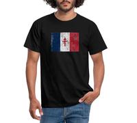 Spreadshirt Drapeau France Croix De Lorraine T-Shirt Homme, XXL, Noir