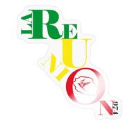 Spreadshirt Drapeau Île de la Réunion 947 Autocollant Sticker, 10 x 10 cm, brillant transparent