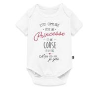 Spreadshirt Drôle Princesse Et Corse À La Fois Body Manches Courtes Bébé Bio, 68 (3-6 mois), blanc