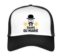 Spreadshirt Équipe du Marié EVG Humour Bière Cadeau Mariage Futur Marié Casquette Trucker, Taille Unique, Blanc/Noir