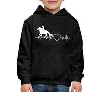 Spreadshirt Équitation Cavalier ECG Heartbeat Pouls Cœur Sweat À Capuche Premium Enfant, 152/164 (12-14 Ans), Charbon