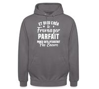 Spreadshirt Et Dieu Créa Le Fromager Parfait Cadeau Humour Citation Drôle Blanc Sweat À Capuche Unisexe, 3XL, Gris éléphant