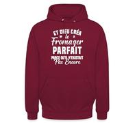 Spreadshirt Et Dieu Créa Le Fromager Parfait Cadeau Humour Citation Drôle Blanc Sweat À Capuche Unisexe, S, Bordeaux