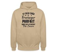 Spreadshirt Et Dieu Créa Le Fromager Parfait Cadeau Humour Citation Drôle Sweat À Capuche Unisexe, L, Beige