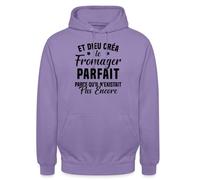 Spreadshirt Et Dieu Créa Le Fromager Parfait Cadeau Humour Citation Drôle Sweat À Capuche Unisexe, S, Lavande