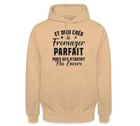 Spreadshirt Et Dieu Créa Le Fromager Parfait Cadeau Humour Citation Drôle Sweat À Capuche Unisexe, S, pêche