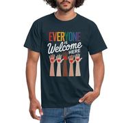 Spreadshirt Everyone is Welcome Here Inclusion et Amour Pride T Shirt Homme, M, Marine