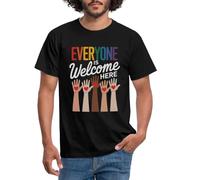 Spreadshirt Everyone is Welcome Here Inclusion et Amour Pride T Shirt Homme, S, Noir