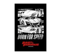 Spreadshirt Fast and Furious Poster Born For Speed Poster 60x90 cm, taille unique, blanc