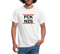 Spreadshirt FCK NZS Politique Gauche Antifa Action Antifasciste Contre Extreme Droite T Shirt Homme, 4XL, Blanc