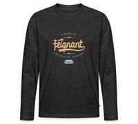 Spreadshirt Feignant J'Optimise Mes Ressources T-Shirt Manches Longues Premium Homme, XS, Anthracite chiné