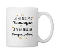 Spreadshirt Femme Maniaque Sense De l'Organisation Cadeau Drôle Mug Blanc, taille unique, blanc