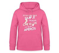 Spreadshirt Fille Simple J'aime Les Chevaux Et Les Apéros Sweat À Capuche Femme, M, Rose