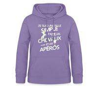 Spreadshirt Fille Simple J'aime Les Chevaux Et Les Apéros Sweat À Capuche Femme, XXL, Lavande