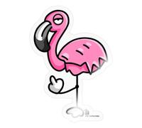 Spreadshirt Flamant Rose Montre Le Doigt d'Honneur Autocollant Sticker, 10 x 10 cm, brillant transparent