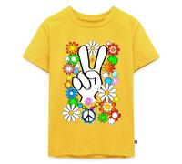 Spreadshirt Flower Power Hippie Peace and Love Tenue Année 60 Année 70 T Shirt Enfant Premium, 98/104 (2 Ans), Jaune