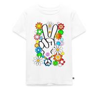 Spreadshirt Flower Power Hippie Peace and Love Tenue Année 60 Année 70 T Shirt Enfant Premium, 98/104 (2 Ans), Blanc