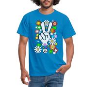 Spreadshirt Flower Power Hippie Peace and Love Tenue Année 60 Année 70 T Shirt Homme, L, Bleu Royal