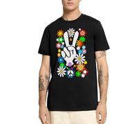 Spreadshirt Flower Power Hippie Peace and Love Tenue Année 60 Année 70 T Shirt Homme Premium, 4XL, Noir