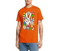 Spreadshirt Flower Power Hippie Peace and Love Tenue Année 60 Année 70 T Shirt Homme Premium, 5XL, Orange