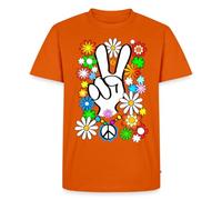 Spreadshirt Flower Power Hippie Peace and Love Tenue Année 60 Année 70 T Shirt Homme Premium, L, Orange