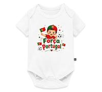 Spreadshirt Força Portugal Coupe du Monde 2026 Football Drapeau Portugais Ballon Idée Cadeau Supporter Body Manches Courtes Bébé Bio