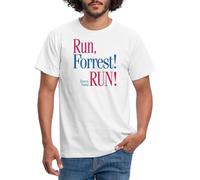 Spreadshirt Forrest Gump Run Forrest Run T Shirt Homme, S, Blanc