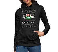 Spreadshirt Friends Pull Moche De Noël Central Perk Ugly Christmas Sweater Sweat À Capuche Femme, L, Noir