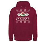 Spreadshirt Friends Pull Moche De Noël Central Perk Ugly Christmas Sweater Sweat À Capuche Unisexe, M, Bordeaux