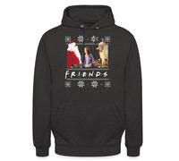 Spreadshirt Friends Pull Moche De Noël Ugly Christmas Sweater Monica Père Noël Santa Tatou Sweat À Capuche Unisexe, M, Charbon