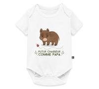 Spreadshirt Futur Chasseur Comme Papa - Bonne Fête Papa - Cadeau Chasse Rigolo Pour La Fête Des Pères Body Manches Courtes Bébé Bio, 74 (6-9 mois), blanc