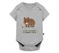 Spreadshirt Futur Chasseur Comme Papa - Bonne Fête Papa - Cadeau Chasse Rigolo Pour La Fête Des Pères Body Manches Courtes Bébé Bio, 68 (3-6 mois), gris chiné