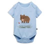 Spreadshirt Futur Chasseur Comme Papa - Bonne Fête Papa - Cadeau Chasse Rigolo Pour La Fête Des Pères Body Manches Courtes Bébé Bio, 86 (12-18 mois), bleu clair